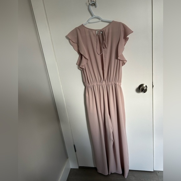 NWOT Aritzia Wilfred Ruffle Sleeve Pink Blush Fleurette Wide Leg Jumpsuit sz. L - Picture 14 of 14